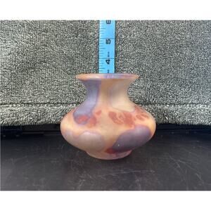 Vintage Israel Hand Painted Pink Purple Vase Rueven Watercolor By BZT LTD